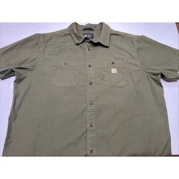 Carhartt Relaxed Fit Button Down Shirt Men's Size 4XL Olive Green - Picture 2 of 8